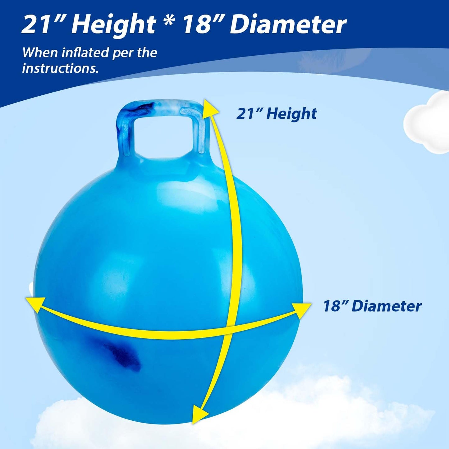 Willingfun Hopper Ball 2 Pack with Air Pump, 18 Inch Bounce Balls with Handles for Kids, Best Gift for Ages 3 4 5 6 7 8 Boys and Girls, Toys for Ages 3-10, Ride on Toys for Kids 4-8, Hopper Toy