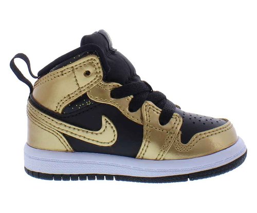 Toddler's Jordan 1 Mid Black/Metallic Gold-White (DR6969 071) - 4