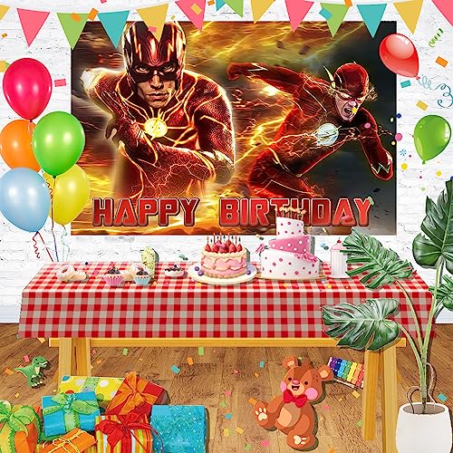 Red The Flash Backdrop for Birthday Party Decorations Hero Background for Baby Shower Party Cake Table Decorations Supplie...