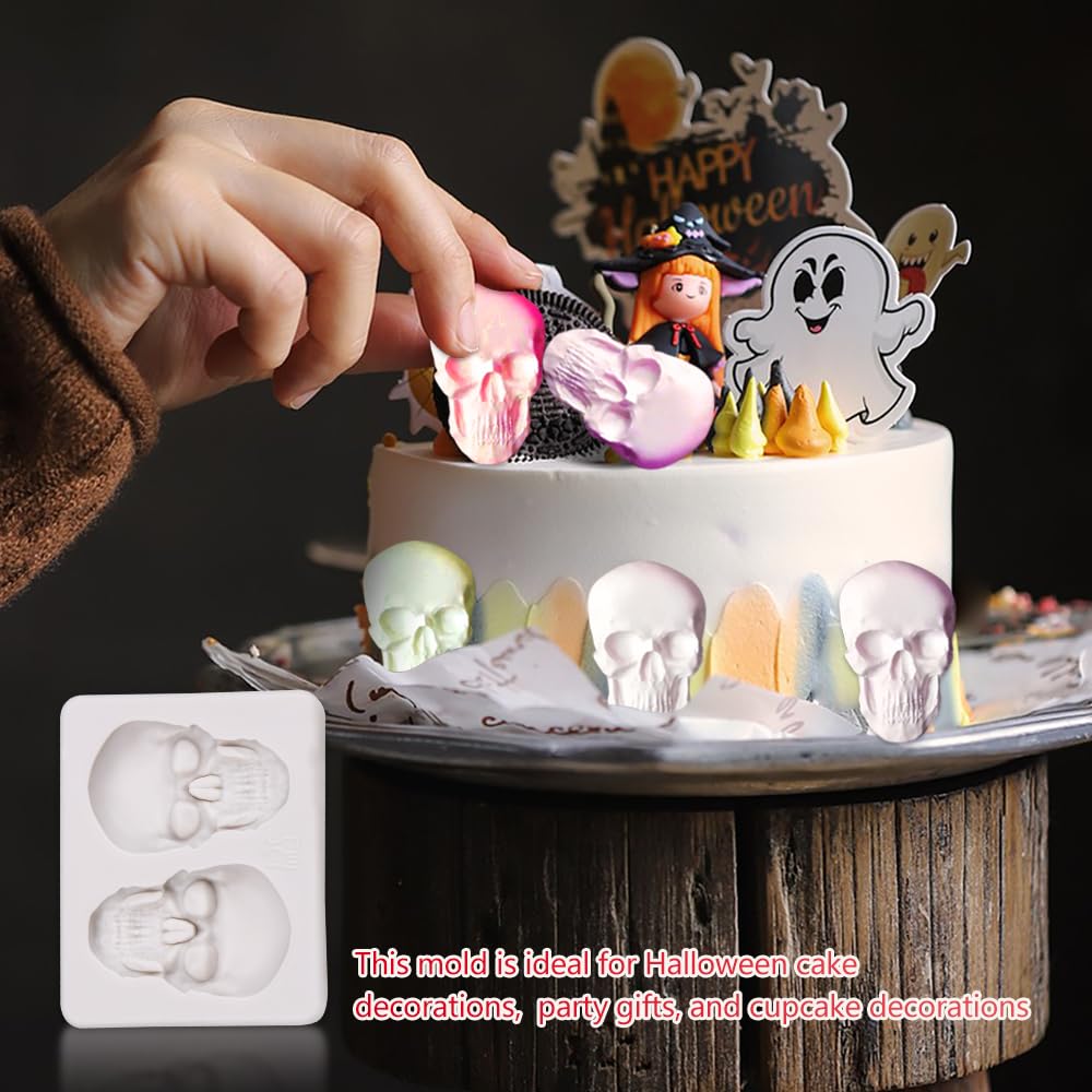 KOOBOOK 1Pcs Creative Skeleton Head Skull Silicone Cake Decoration Mold Chocolate Candy Molds Pastry DIY Candy Tools