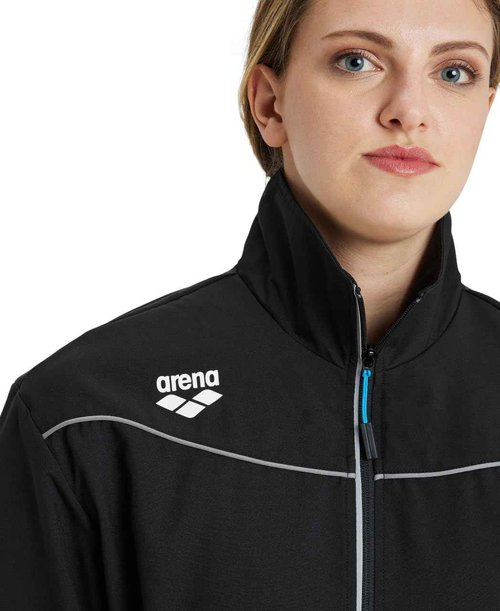 ARENA Unisex Team Sports Panel Front Full Zip Lightweight Athletic Active Workout Warmup Jacket for Men Women,BLACK