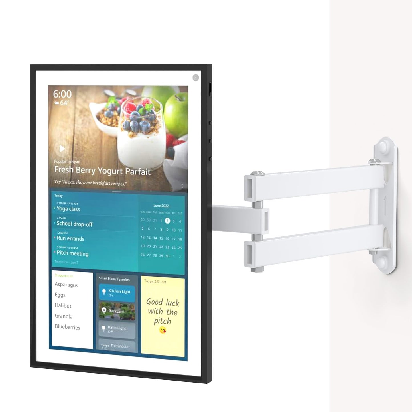 WALI Wall Mount for Echo Show 21, Echo Show 15, Adjustable Wall Mounting Bracket with Heavy Duty 15” Extension Arm, Rotate Tilt Swivel for Echo Show 21, Echo Show 15, Holds up to 33lbs, White -Like New