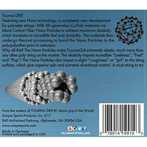 Tourna unisex adult 17g reel Tourna Grit Nano Technology Durable String, Silver, 18G US