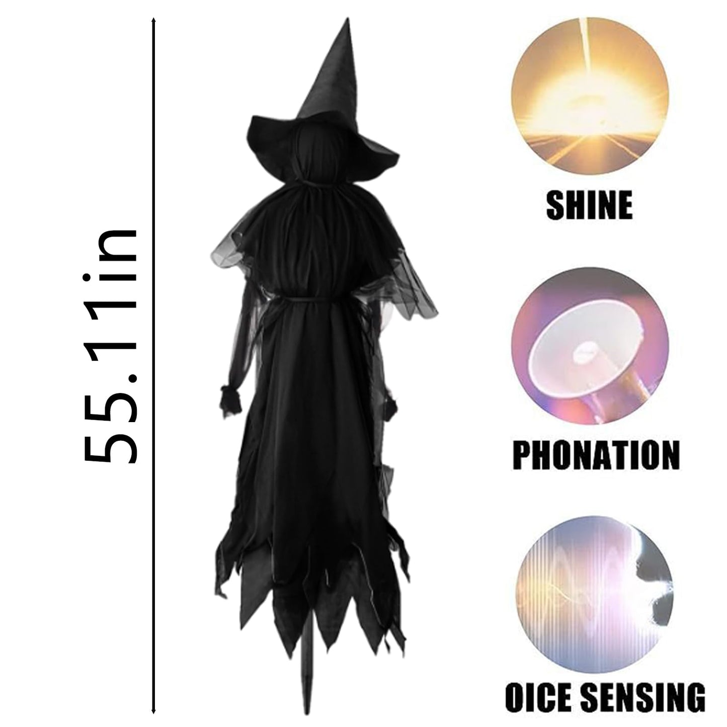 Halloween Witches Outdoor, 3 Light Up Witches Holding Hands with Stakes, Witch Decorations with Glowing Face for Yard Garden Outside Lawn Porch