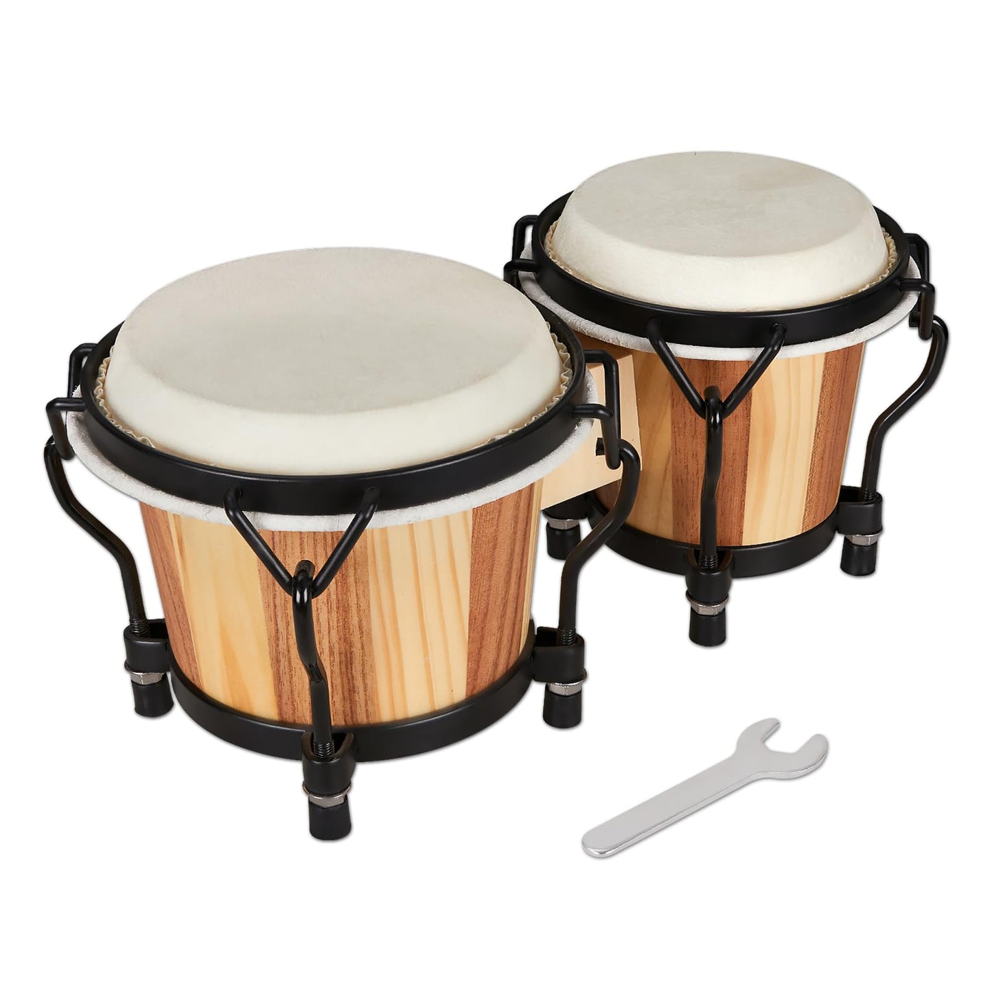 MUSICUBE Bongo Drum Set 4 and 5 Bongos for adults kids Beginners Professional Wooden and Metal Drum with Tuning Wrench