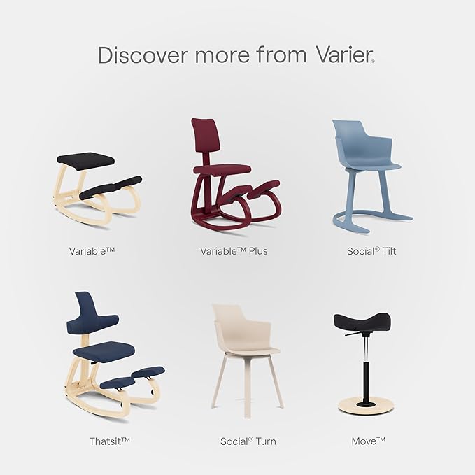 Varier Variable Plus Ergonomic Kneeling Chair with Backrest Black/Black| Active Sitting Posture Support Home Office Desk Chair | 10 Year Guarantee