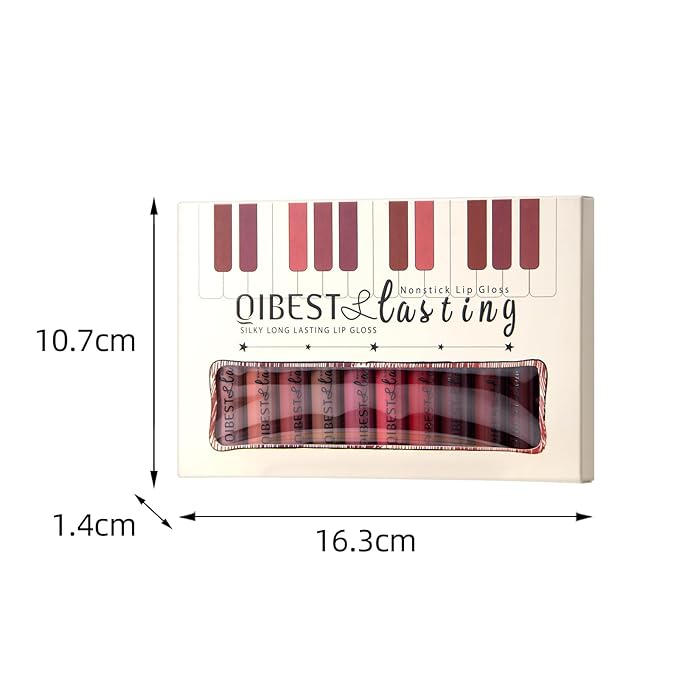 12Pcs Nude Matte Liquid Lipstick Set, Waterproof Long Lasting Non-Stick Cup Nude Brown Dark Red Lipstick 24 Hour Not Fade Matte Lipstick Professional Lip Gloss Makeup Christmas Gifts for Women (Set C)