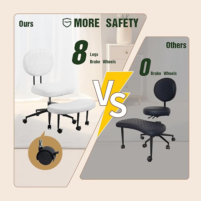Ergonomic Cross Legged Office Chair with Wheels, Wide Seat and Backrest for Meditation, ADHD Cross Legged Office Chair with Adjustable Height, 360°Rotating Footrest for Yoga Home Office