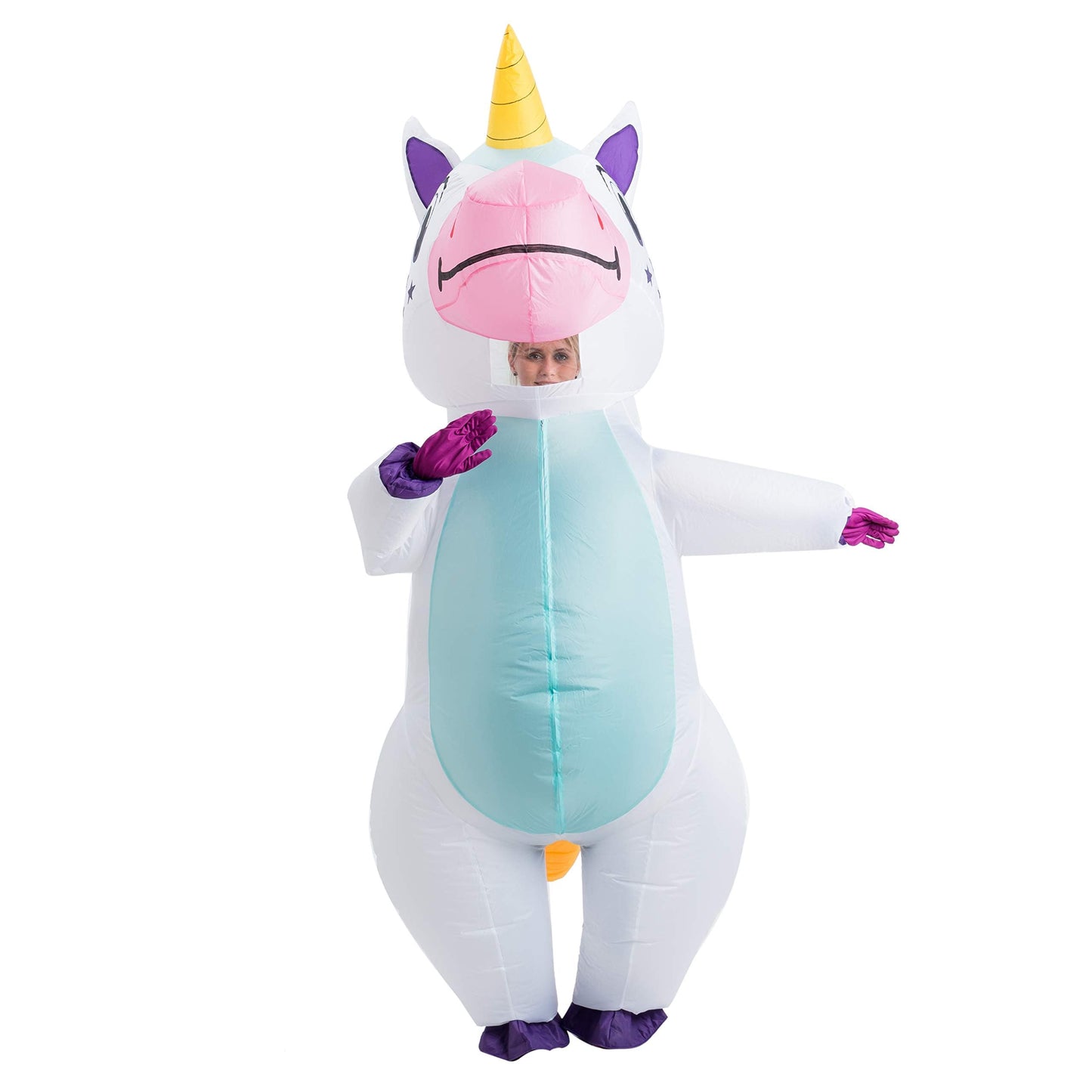 Spooktacular Creations Adult Unisex White Unicorn 65in Full Body Inflatable Costume for Halloween Parties-L