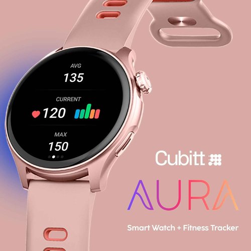 Cubitt Aura Smartwatch/Fitness Tracker with 1.43" Touch AMOLED Screen, Bluetooth Calling, 60+ Sports, Blood Oxygen, Heart Rate, Stress/Sleep Monitor, Waterproof, Step Counter, Compass Support