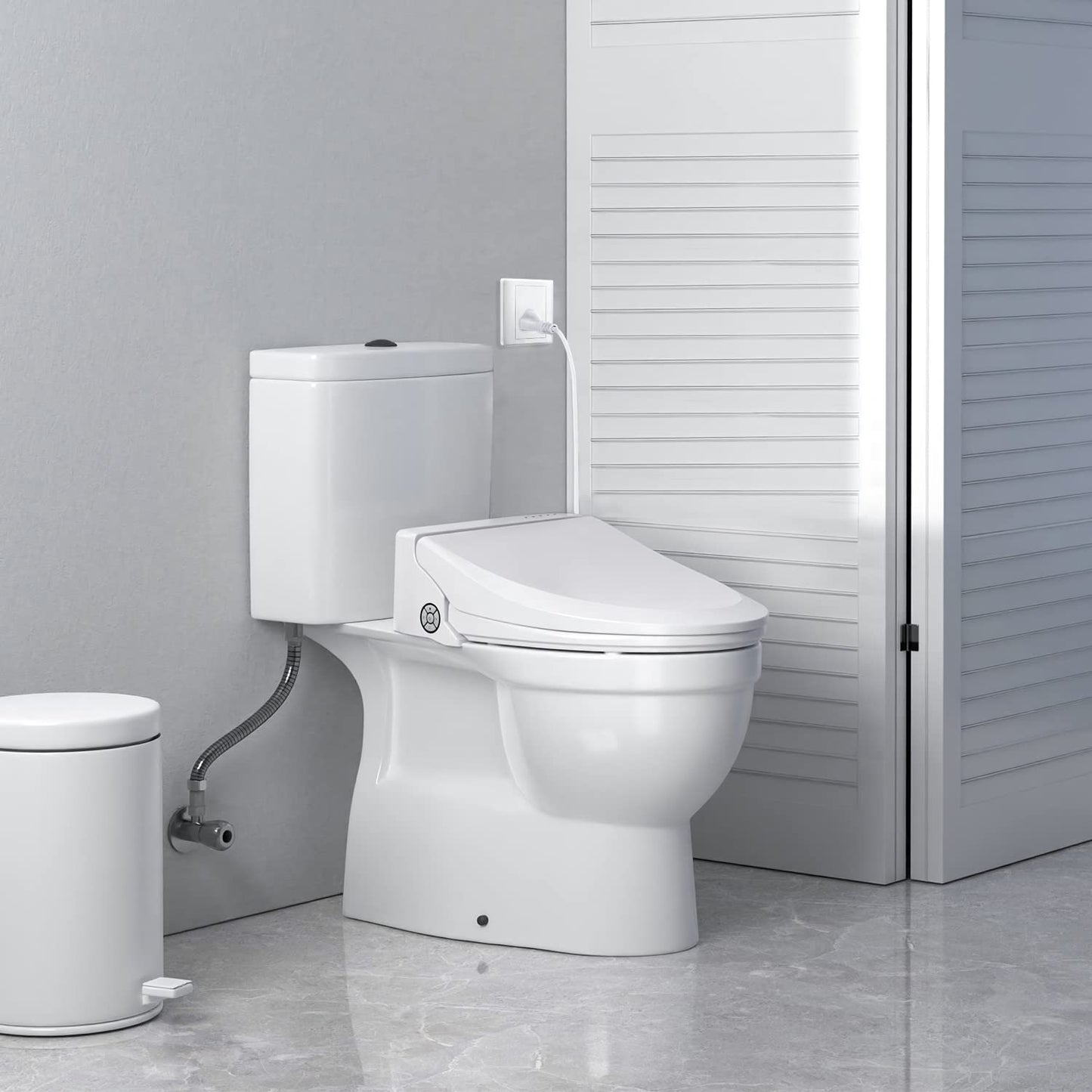 ZMJH A102DS-W Electronic Bidet Toilet Seat, Round, Smart Unlimited Warm Water, Heated Seat with Slow Closes, Vortex Wash, Warm Dryer, Rear and Front Wash, Remote Control, Night Light, White