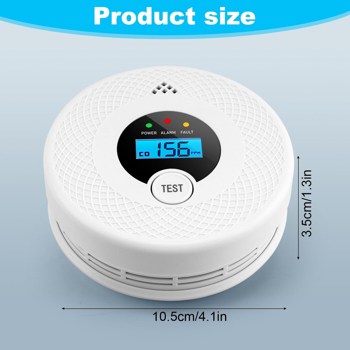 2 Pack Smoke Detector Carbon Monoxide Detector Combo with LED Indicator Lights, LCD Display & 85dB Alarm, Battery-Operated Smoke Alarm and CO Detector for Home, Kitchen, Basement, Bedroom, Office