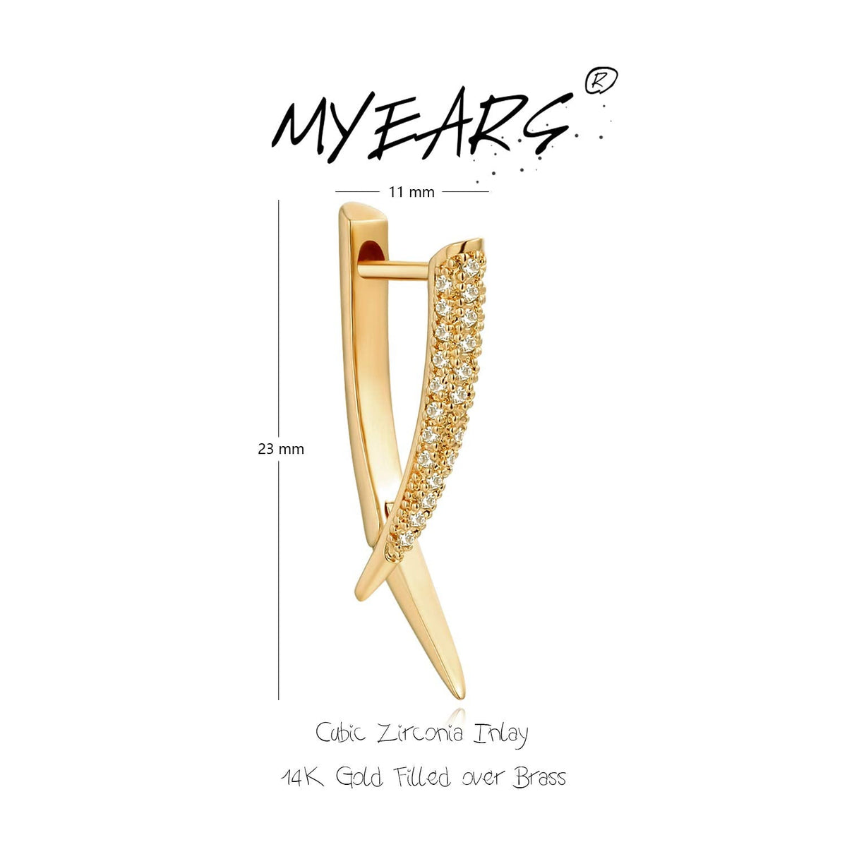 MYEARS Women Bar Earrings Gold Huggie X Hoop Ear Stud Cuff Cubic Zirconia 14K Small Simple Hypoallergenic Everyday Jewelry