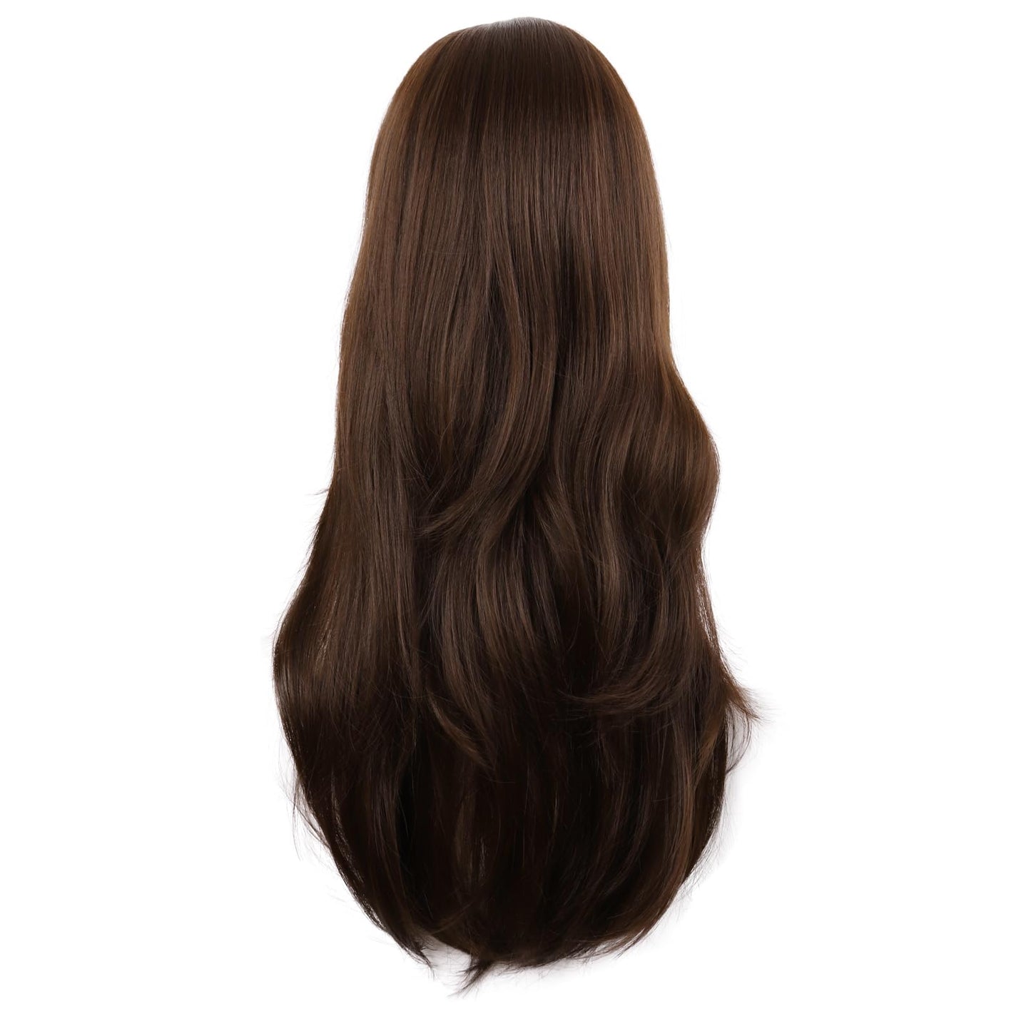 MapofBeauty 28 Inch/70 cm Long Curtain Bangs Synthetic Fiber Wavy Curly Heat Resistant Cosplay Party Wig (Brown)