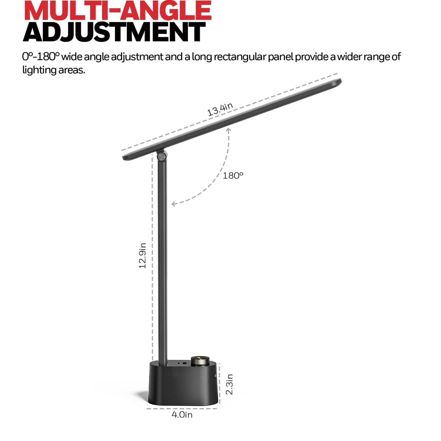 Honeywell Upgraded LED Desk Lamp - H01 Pro Sunturalux™ Foldable Desk Light with USB A+C Charging Ports, 3 Color Modes Dimmable Table Lamp for Home Office Reading(Black)
