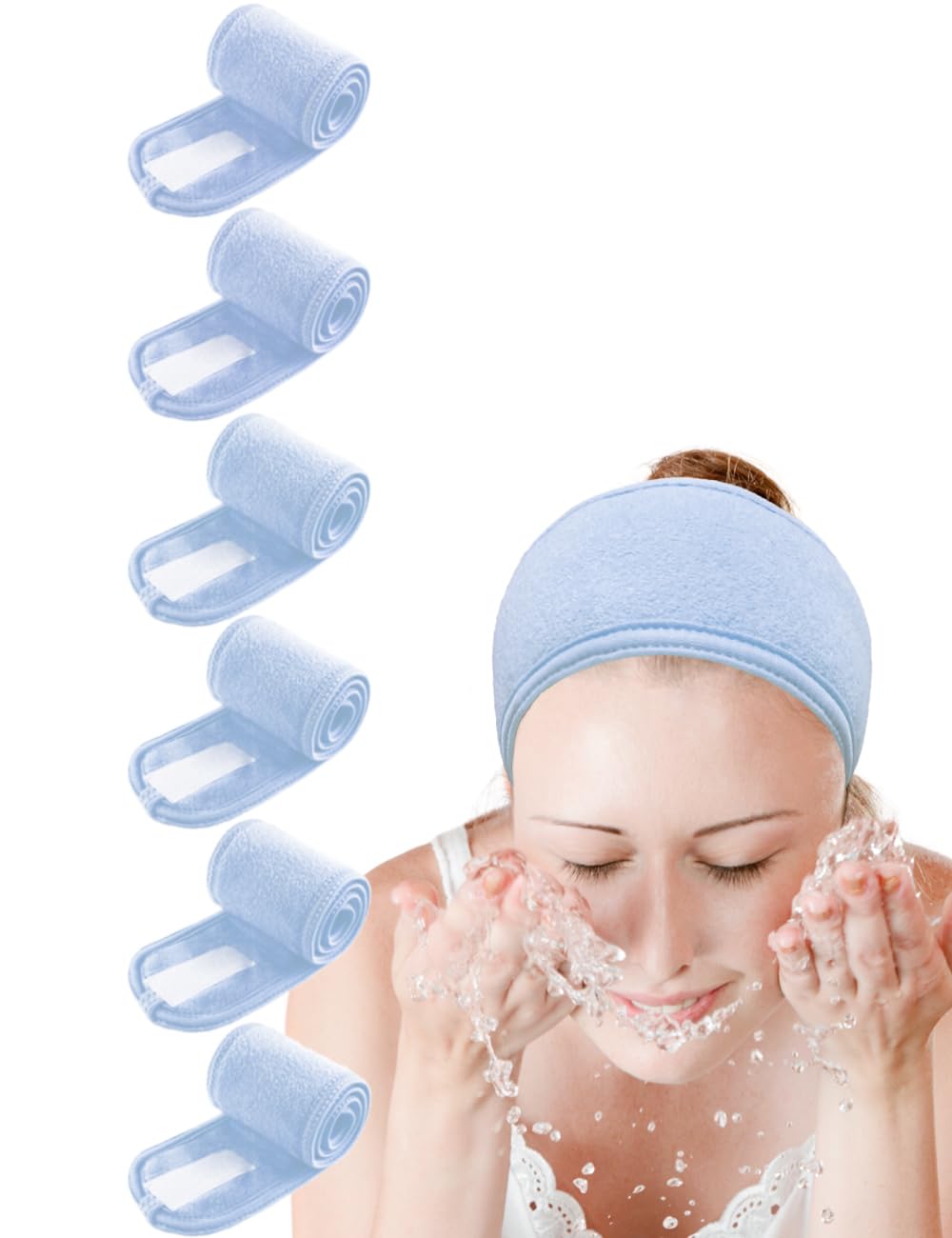 EUICAE Spa Headband Hair Towel Non-slip Stretchable Washable Makeup Facial Treatment Sport Headband for Face Wash Fits All White