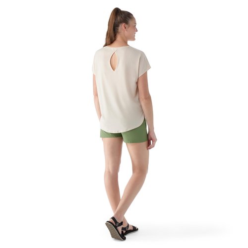 Smartwool Women's Short Sleeve Swing Top, Relaxed Merino Wool Cotton Tee for Everyday Wear, Travel, Lounging & Warm-Weather Comfort - Almond - Medium