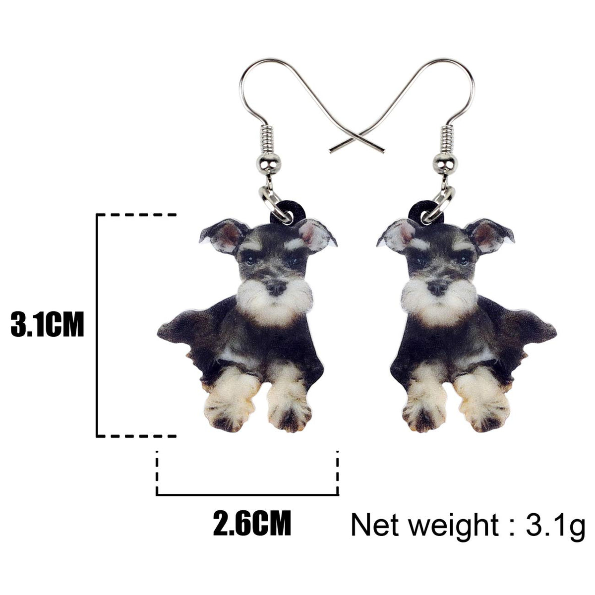 DUOWEI Acrylic Schnauzer Dog Earrings Sweet Pets Dangle Drop Jewelry for Women Ladies Dog Lovers Fancy Gifts (Black)