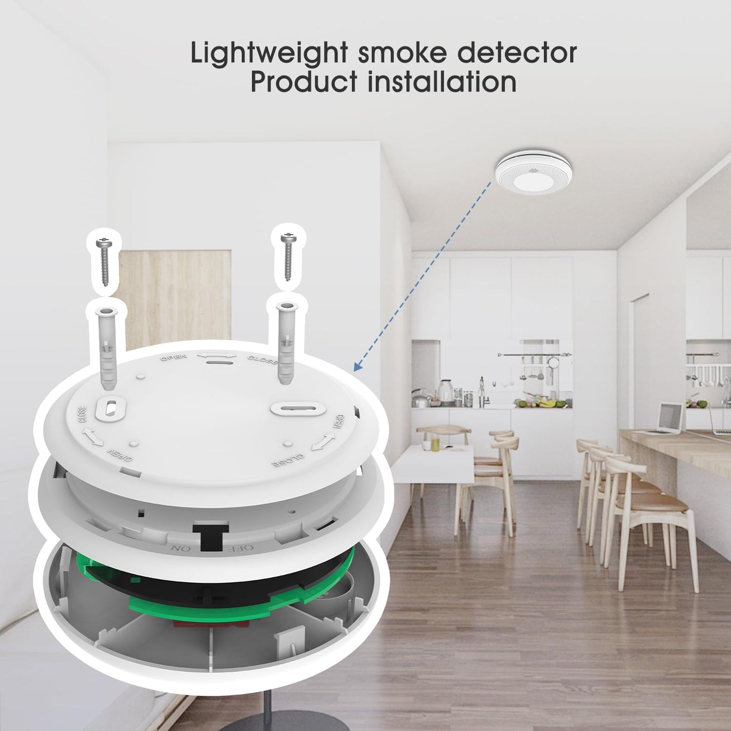Runidur 2-in-1 10 Year Battery Operated Smoke and CO Detector, Test Button and Loud 85 dB Alarm,Easy Installation (2 Pack)