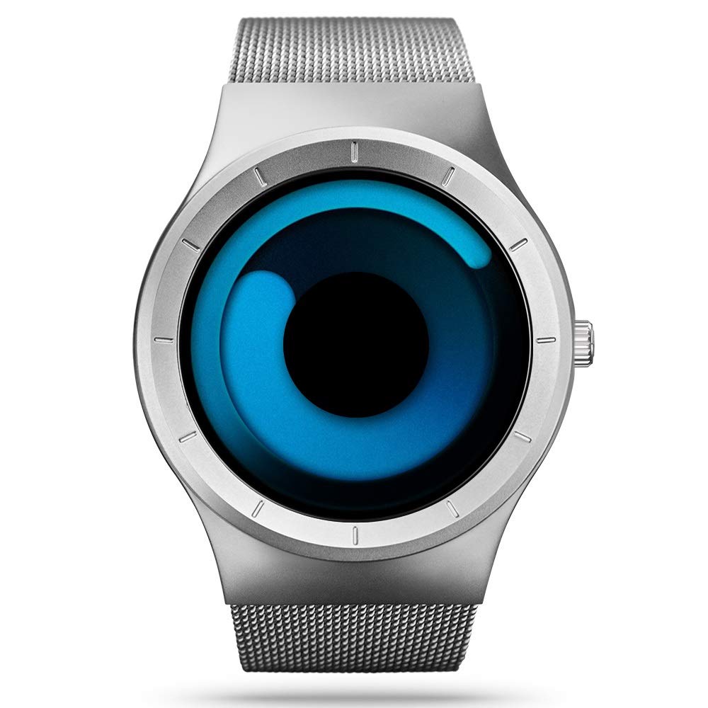 SINOBI Business Watches Men Fashion Creative Original Design Watch Men Steel Mesh Men's Watch Clock Relogio Masculino Unique Wristwatch(Silver Blue)