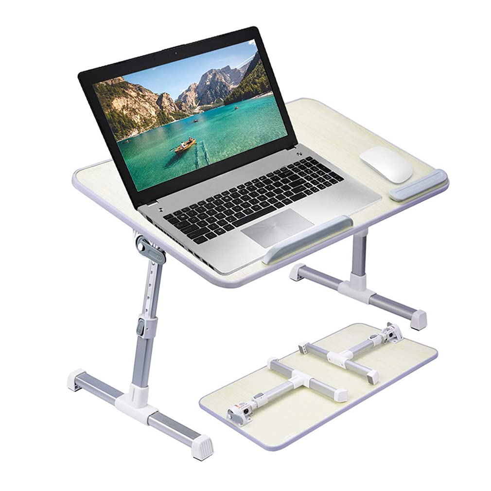 Amazon Basics Adjustable Tray Table Lap Desk Fits up to 17-Inch Laptop, Large, 13"x24", Cream