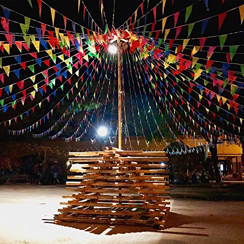 Novelty Place 100 Feet Pennant Banner - 75 Multicolor Bunting Flags (7x11 Inches) - Birthday Party Grand Opening Christmas...