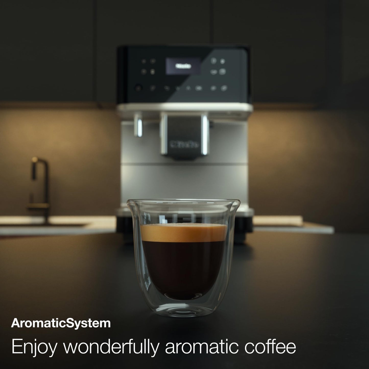Miele CM 6360 MilkPerfection Automatic Coffee Machine - OneTouch for Two, AromaticSystem, 8 individual profiles, DoubleShot, WiFi-compatible, LED lighting, in Lotus White CleanSteel Metallic