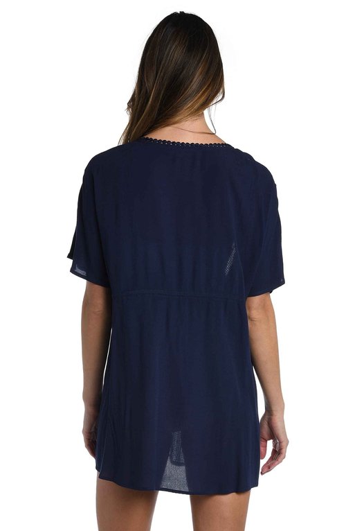 La Blanca Womens Kimono Swimsuit Swimwear Cover Up, Indigo//Coastal Covers, Medium US