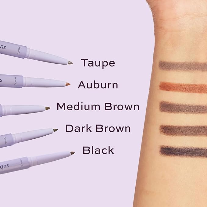 3-in-1 Brow Pencil - Vegan, Smudge-Proof, with Spoolie Brush and Clear Gel - Best Eyebrow Pencil for Fluffing, Filling, and Setting Brows, Dark Brown