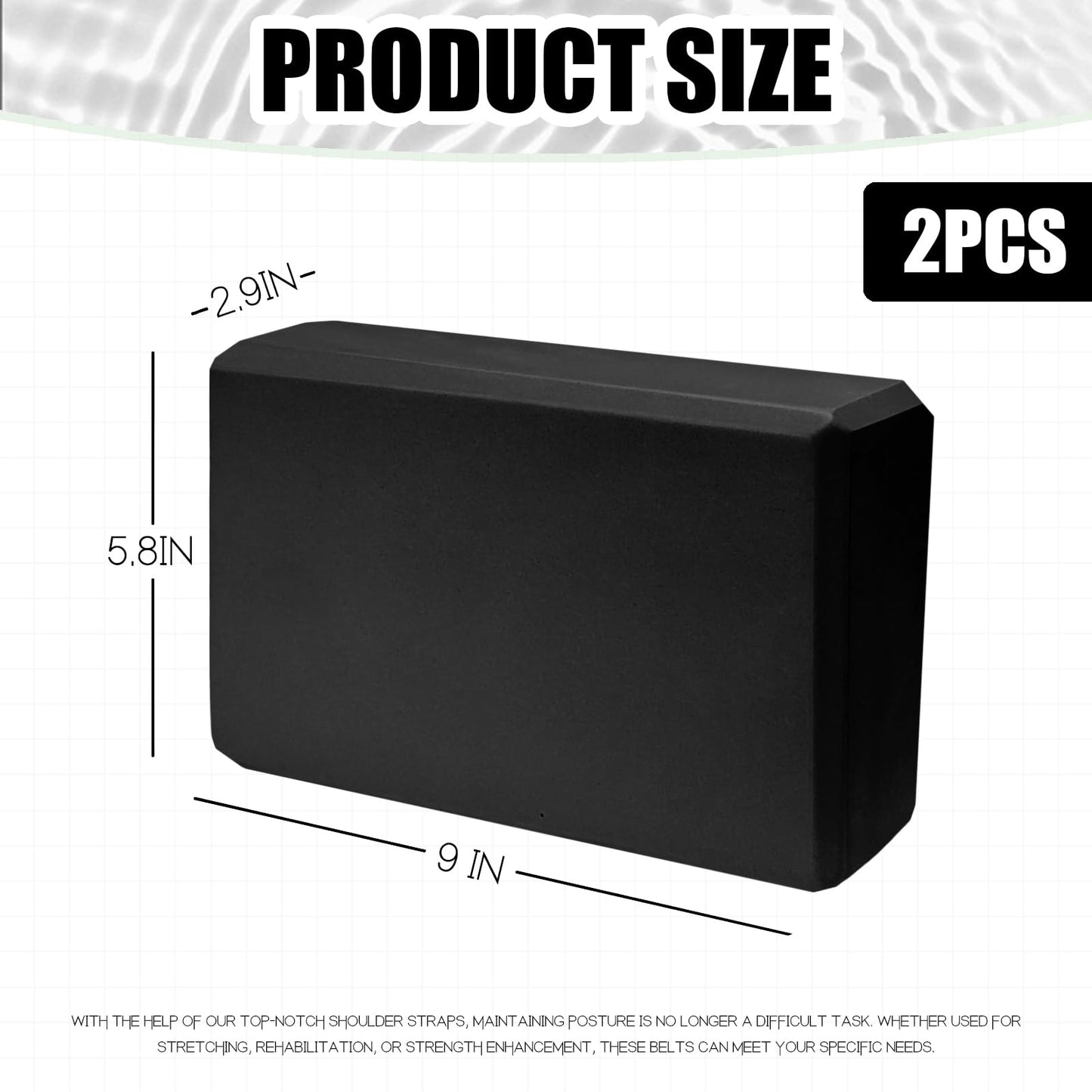 2 Pcs Yoga Blocks, 9"x6"x3" Foam Blocks Yoga Props for Pilates Stretching and Meditation Exercise Blocks Lightweight Yoga Essentials (Black, normal)