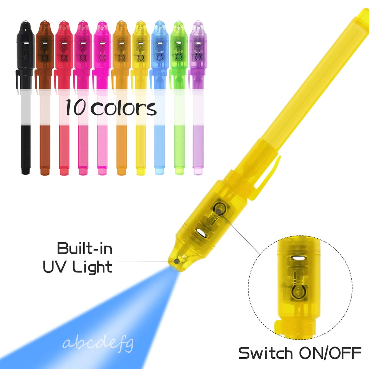 EODVICS Invisible Ink Pens with UV Light for Kids, 30Pcs Magic Spy Pen for Secret Message, Birthday Party, New Year Eve Party, Halloween, Valentine's Day, and Kids Christmas Goodies Bags Toy