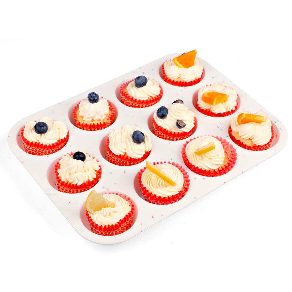 SHEbaking Silicone Muffin Pan Regular 12 Cups Cupcake Molds for Baking Non-stick Muffin Tin Great for Making Muffin Cakes,Tart Bakeware Easy Release,Durable,BPA Free