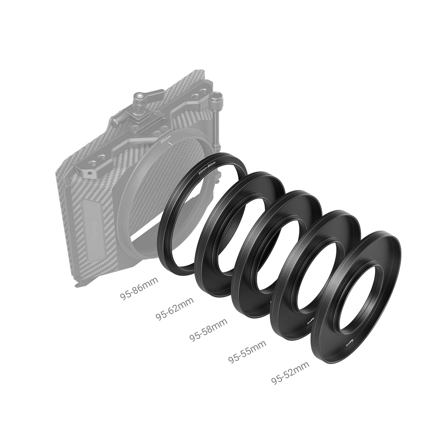Smallrig Lens Adapter Ring Kit For Matte Box 3196, With Filter Thread For Cpl Filter Nd Filter, 52Mm / 55Mm / 58Mm / 62Mm / 86-9