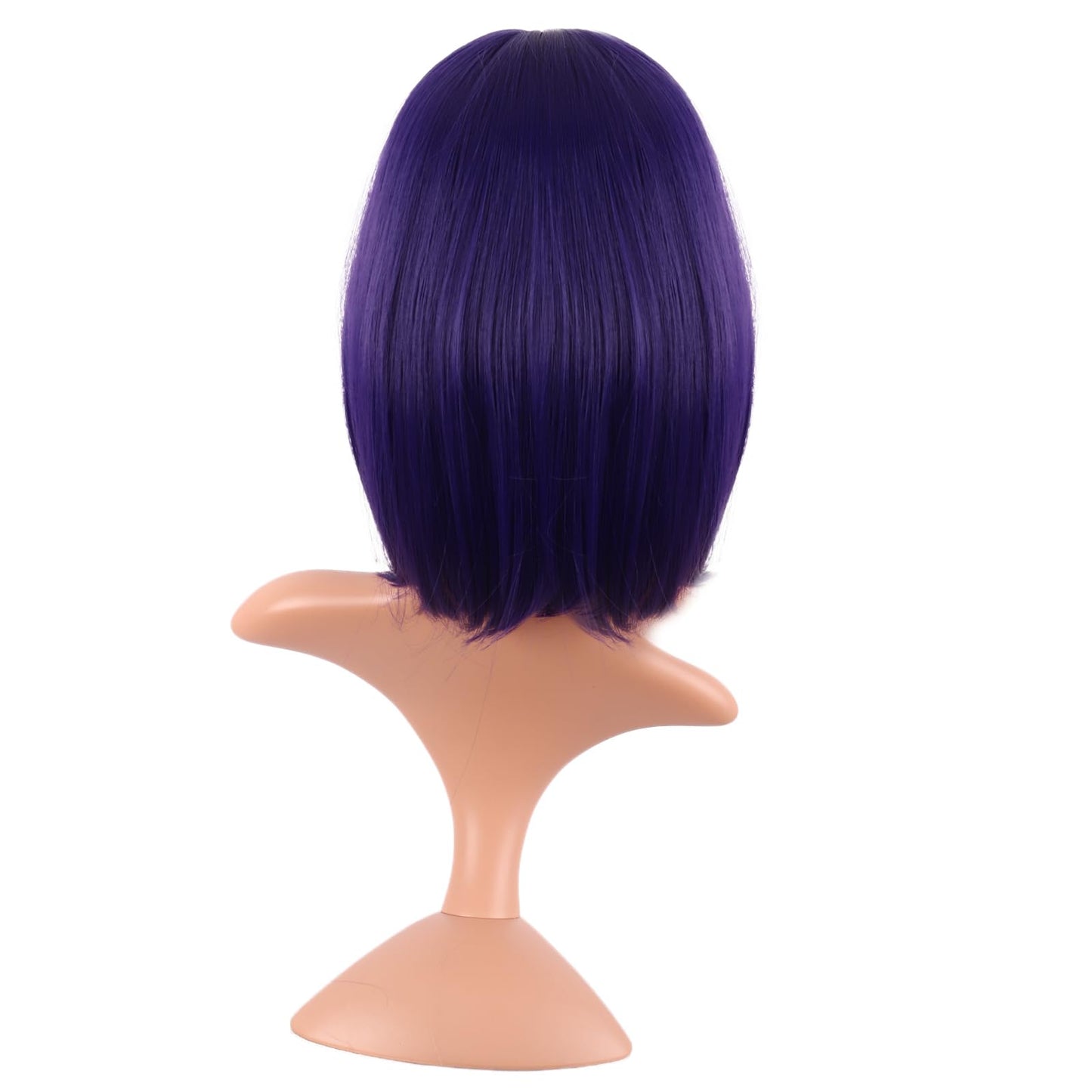 MapofBeauty 12 Inch /30 cm Fashion Lady Short Straight Synthetic Flat Bangs Bob Wig (Dark Purple)