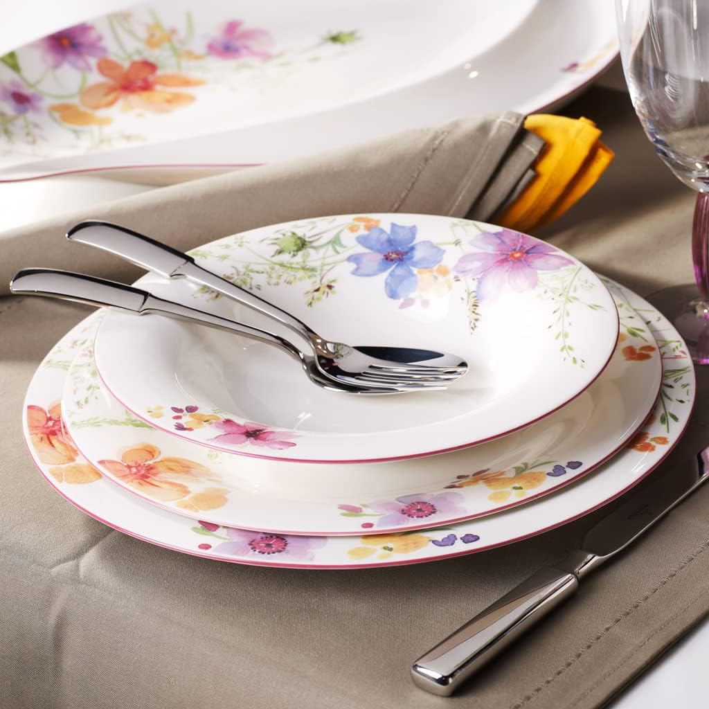 Villeroy & Boch Mariefleur Basic Round Gourmet Plate, 11.75 in, Premium Porcelain, White/Multicolored