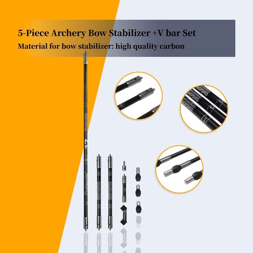Perogen Archery Bow Stabilizer Set 4/5/10/12/28/30 inch 3K Carbon Fiber Bow Stabilizer Extension Pole with Stabilizer Rubber and Weights for Recurve Bow and Compound Bow