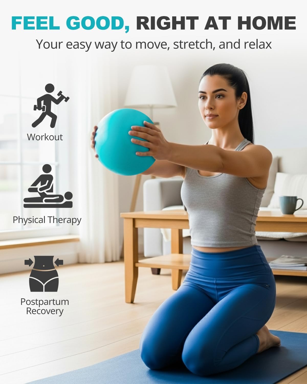 Trideer Pilates Ball 7-8 inch, Small Exercise Therapy Ball for Yoga, Barre, Core Strength, AB Workouts, Physical Therapy