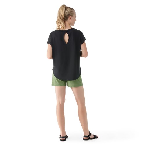 Smartwool Women's Short Sleeve Swing Top, Relaxed Merino Wool Cotton Tee for Everyday Wear, Travel, Lounging & Warm-Weather Comfort - Black - Medium