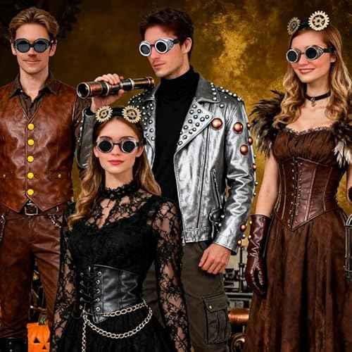 Adjustable Vintage Steampunk Goggles - Mad Scientist Style Gothic Glasses for Cosplay & Halloween Costumes