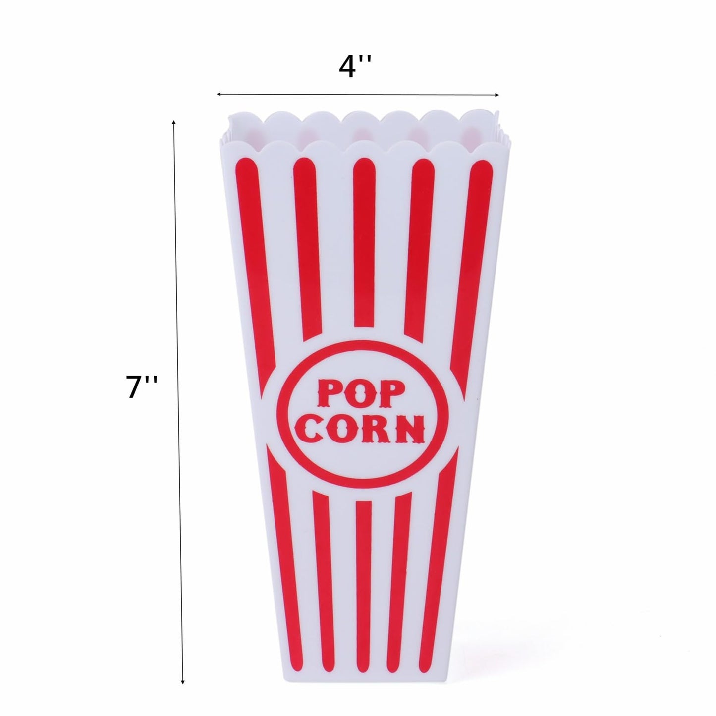 Tebery 20 Pack Plastic Open-Top Popcorn Boxes Reusable Movie Theater Style Popcorn Container Set -7.7" Tall x 4" Square