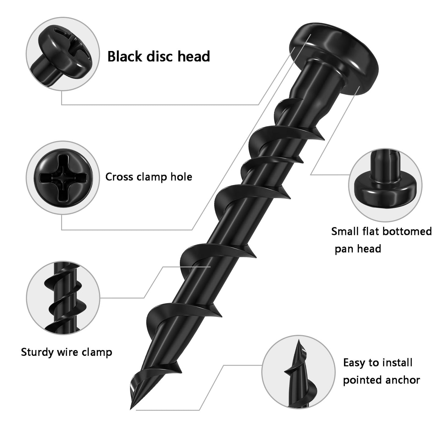 Wensilon (100 pcs) Pan Head Drywall Anchors 1-1/4" Black Anti Rust Coating, Bolt Anchor, Duty Hollow Wall Anchors