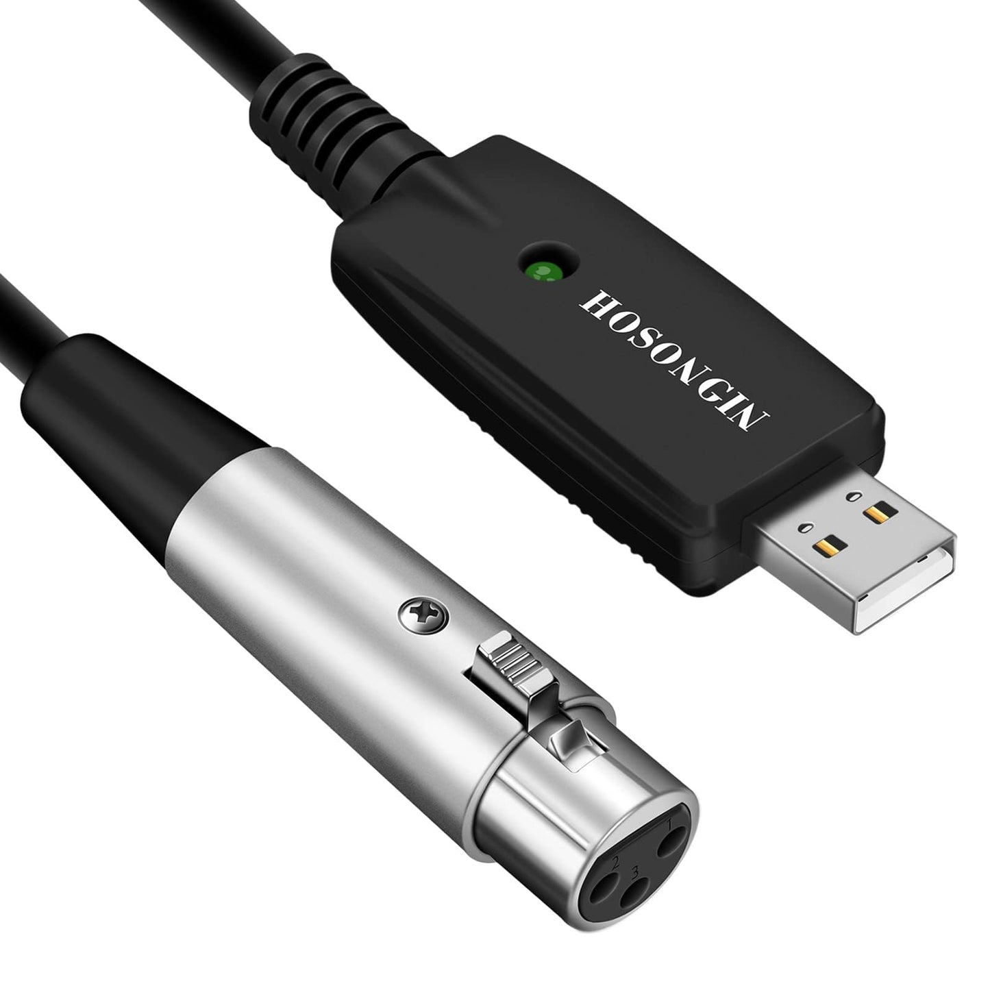 HOSONGIN XLR to USB Recording Cable for Microphones, 48V Phantom Power Required for Condenser Microphones, Plug-and-Play Audio A