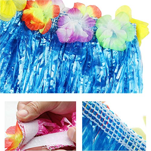 BAJOTAL Hawaiian Luau Hula Grass Skirt with Large Flower Costume Set for Dance Party Decorations Favors