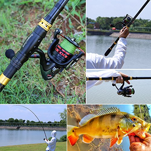 Sougayilang Fishing Rod Reel Combo with Telescopic Fishing Pole Spinning Reel Carrier Bag for Travel Saltwater Freshwater ...