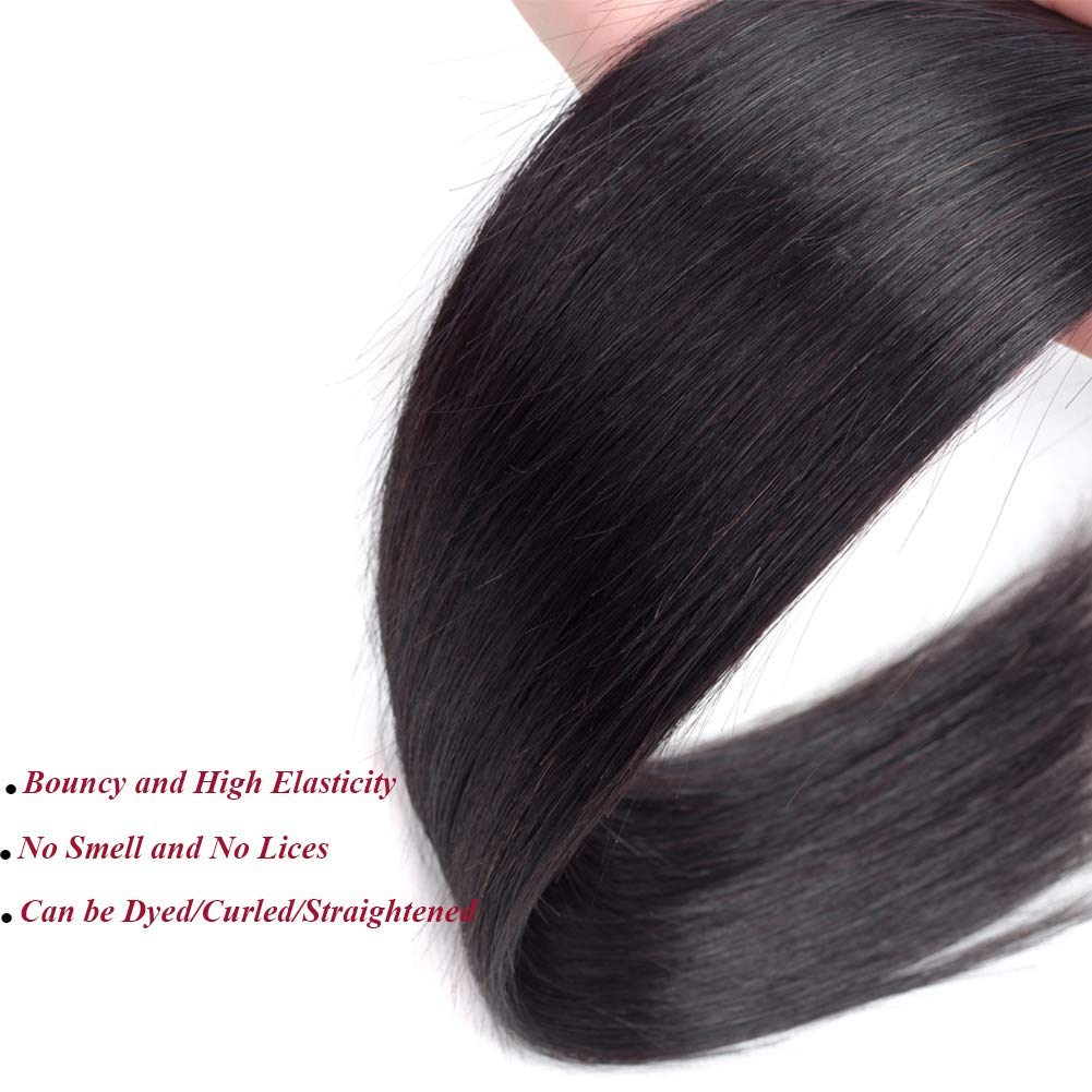 Amella Hair Brazilian Straight Hair Bundles 12inch Human Hair 95g Straight Hair Extensions 100% Unprocessed Virgin