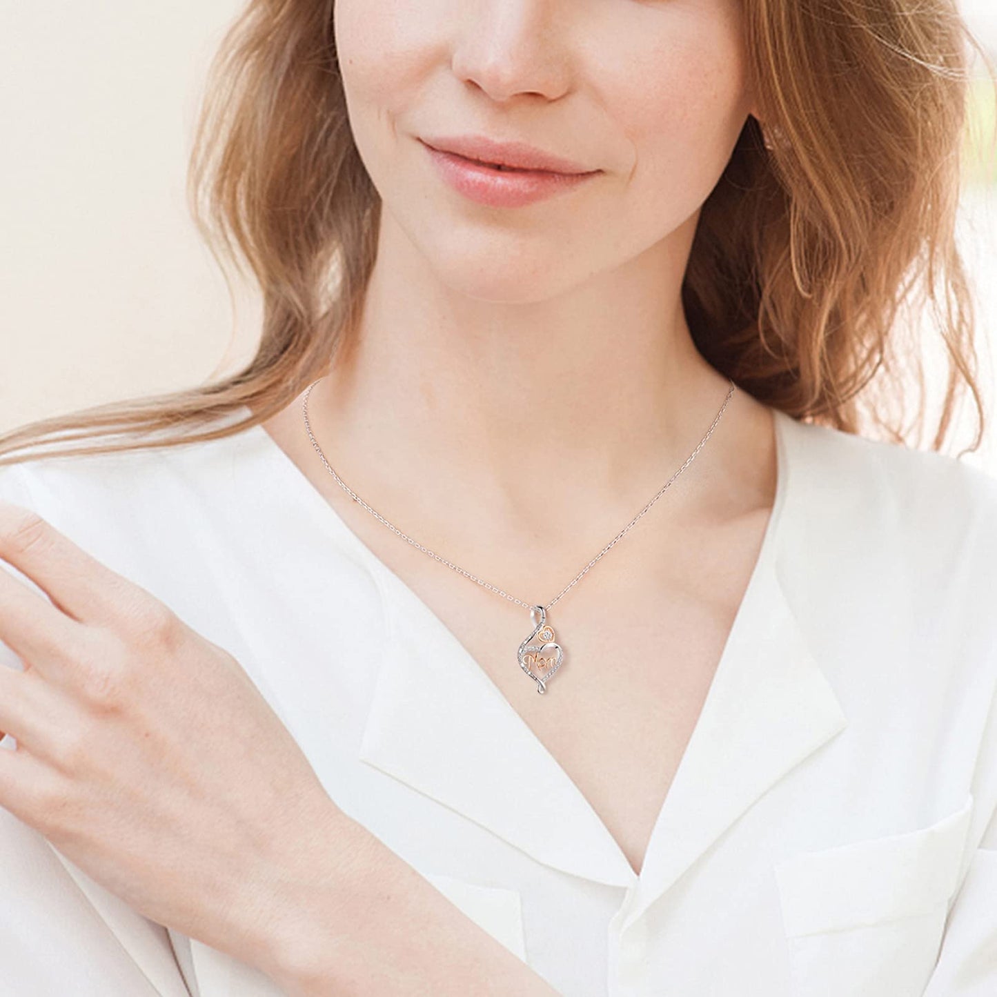 BFF&UNICORN Gifts for Mom, Silver Heart Infinity Necklaces for Women Wife,Birthday Mothers Day Jewelry Gifts for Mom from Daughter Son
