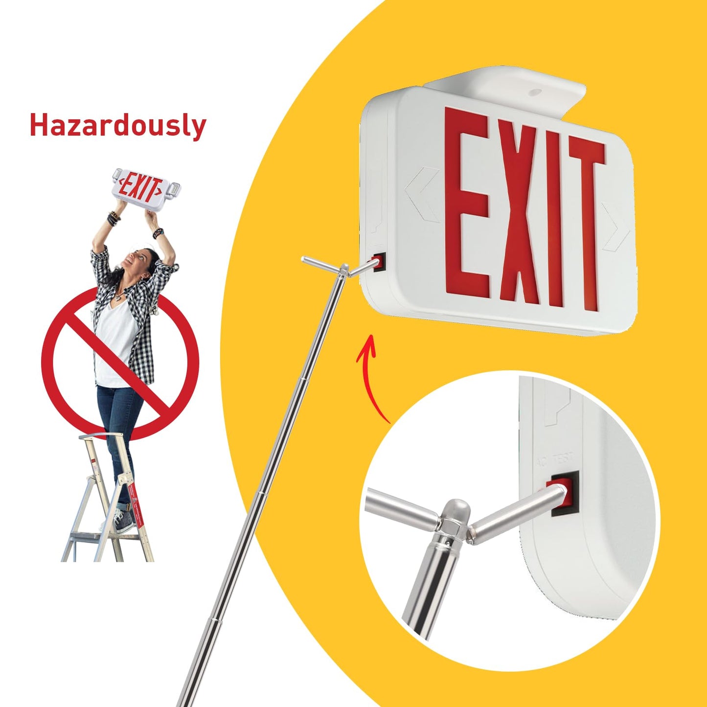 Smoke Detector Tester Pole - Smoke Detector and Emergency Exit Light Extendable Pole Tester - Emergency Light Testing Pole - Ensuring Safe and Efficient Testing of Life Safety Products,1 Pack