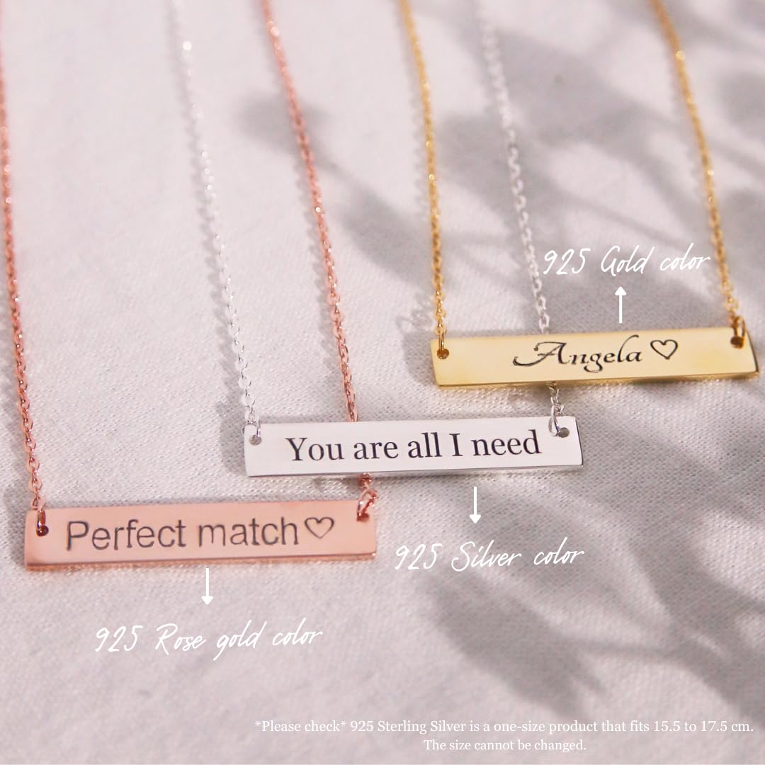 Custom Name Bar Necklace Dainty Handmade Necklace Machine Engraved Personalized Gift Wedding, Birthday Graduation Day