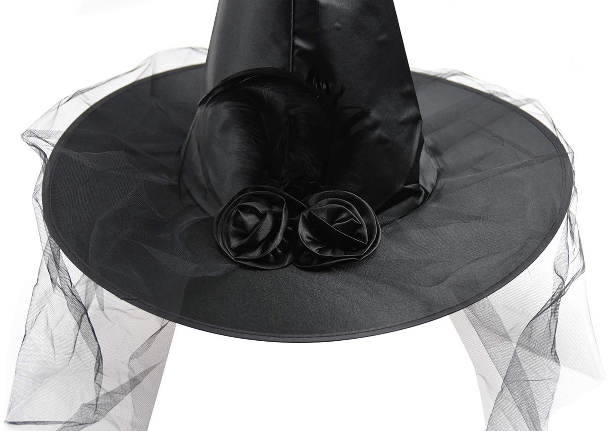 Halloween Witch Hat Costume Accessory Women Hats for Halloween Party Cosplay (Black)