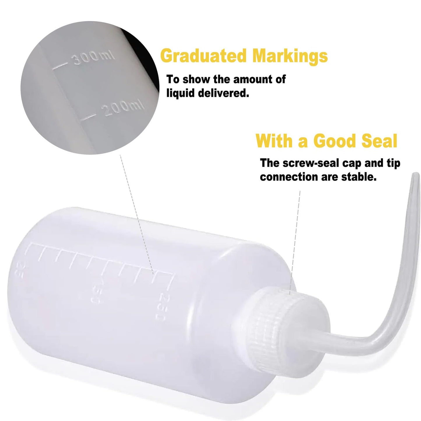 Yuelong Plastic Squeeze Bottle,2Pcs Safety Wash Bottle 500ml Convenient Green Soap Supply Tattoo Squeeze Bottle with Scale Labels Watering Tools for Medical Label Tattoo Supplies(500ml,16oz,1 Bottle)